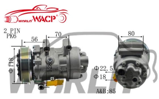 1444 6V12 6PK Máy nén xe ô tô Điều hòa không khí xe ô tô 12V Cho Peugeot307 1.6 WXPG044